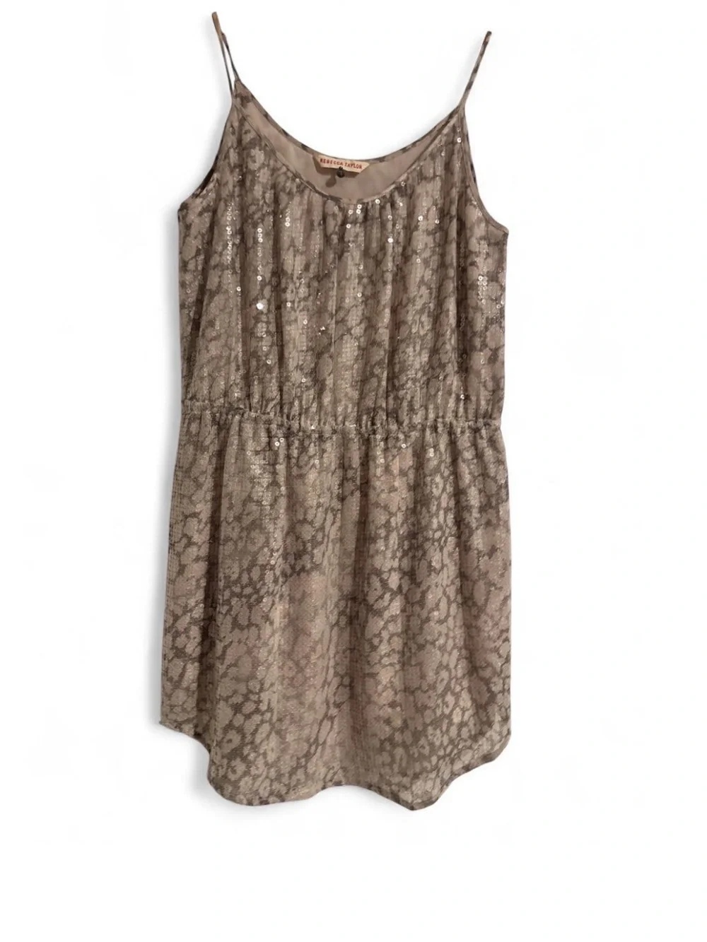 Rebecca Taylor Size 12 Silvery sequin mini dress with gray snakeskin print